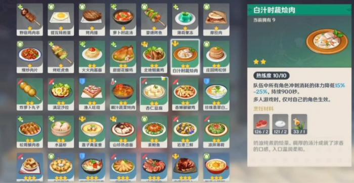 原神有哪些体力恢复料理3
