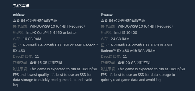 生化女神末日开端配置要求一览3