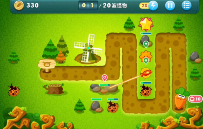 保卫萝卜丛林第9关怎么通过1