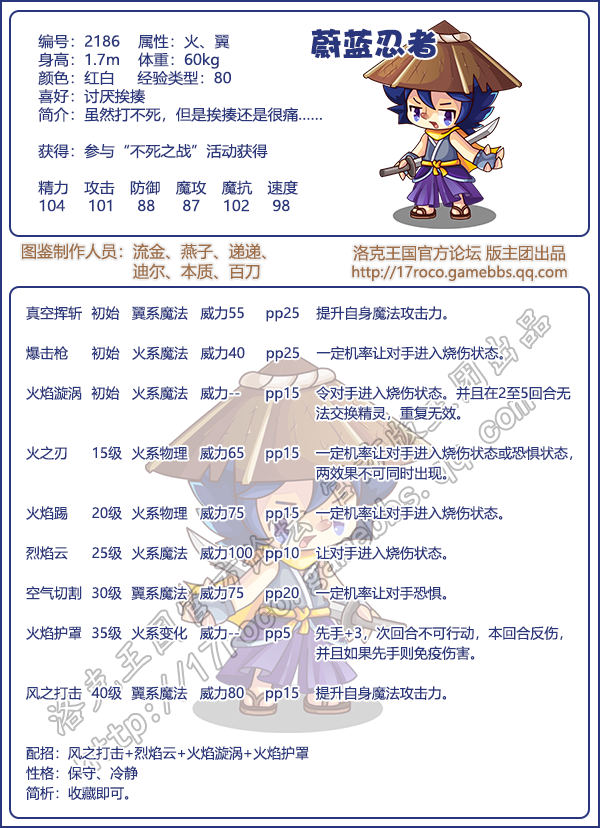 洛克王国蔚蓝忍者性格推荐_洛克王国蔚蓝忍者性格搭配