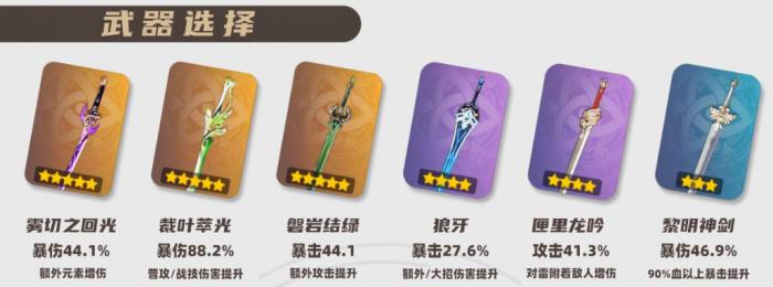 原神2026刻晴武器选择_原神2.0刻晴武器