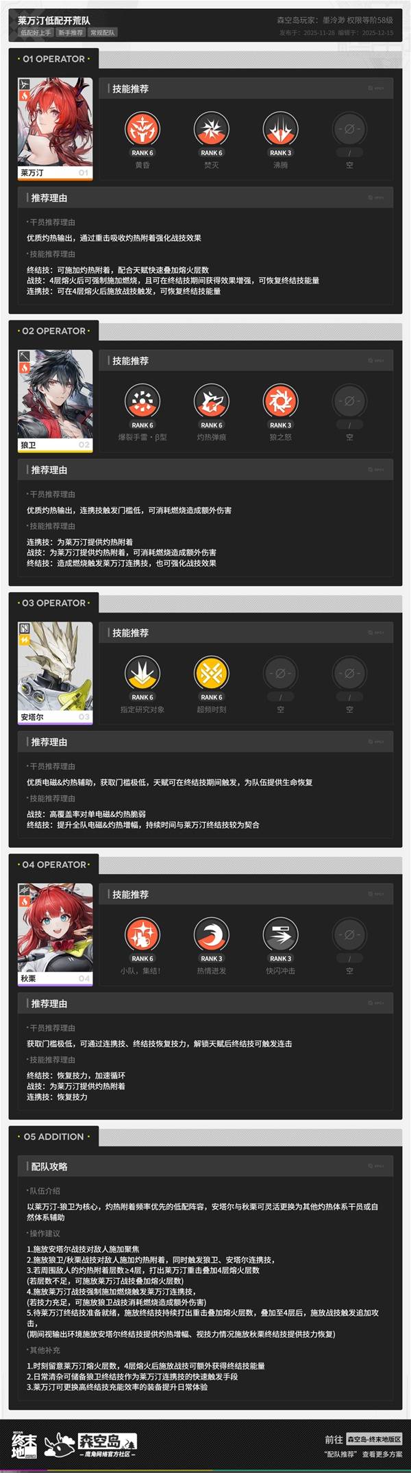 明日方舟终末地三测莱万汀低配开荒队_明日方舟莱万丁