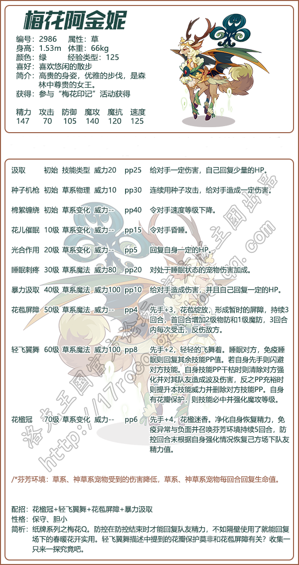 洛克王国梅花阿金妮配招推荐1