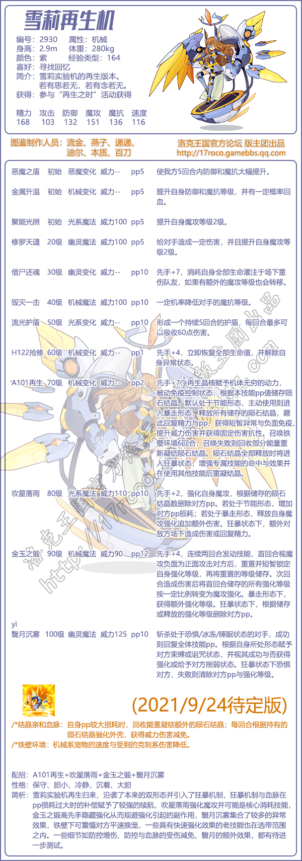 洛克王国雪莉再生机性格推荐1