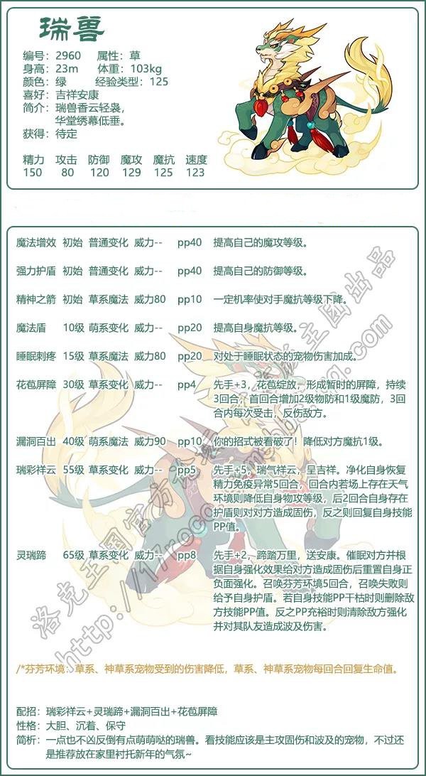 洛克王国瑞兽怎么配招1