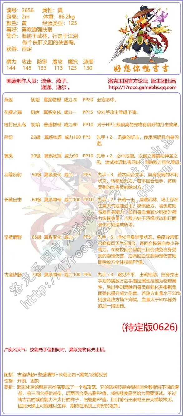 洛克王国好想你鸭吉吉技能表_洛克王国鸭吉吉在哪里