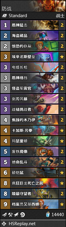 《炉石传说》战士外域的灰烬防战套牌推荐1