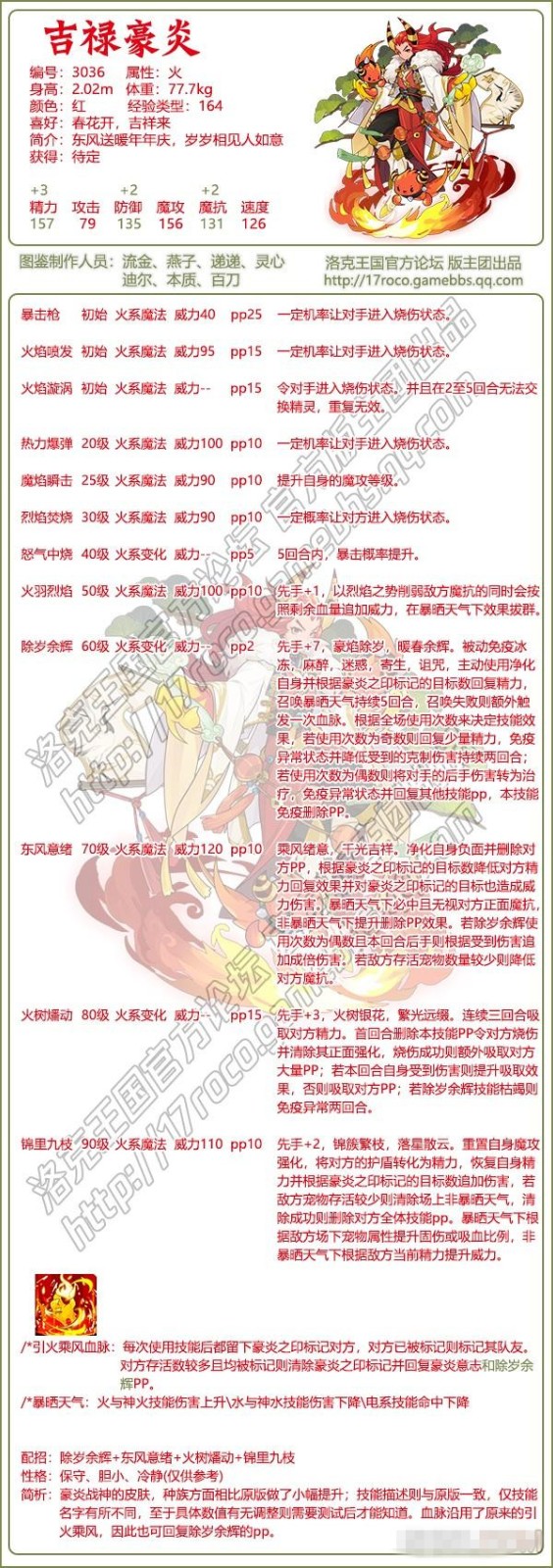 洛克王国吉禄豪炎技能表1