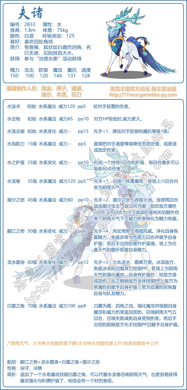 洛克王国夫诸技能搭配_洛克王国宠物夫诸