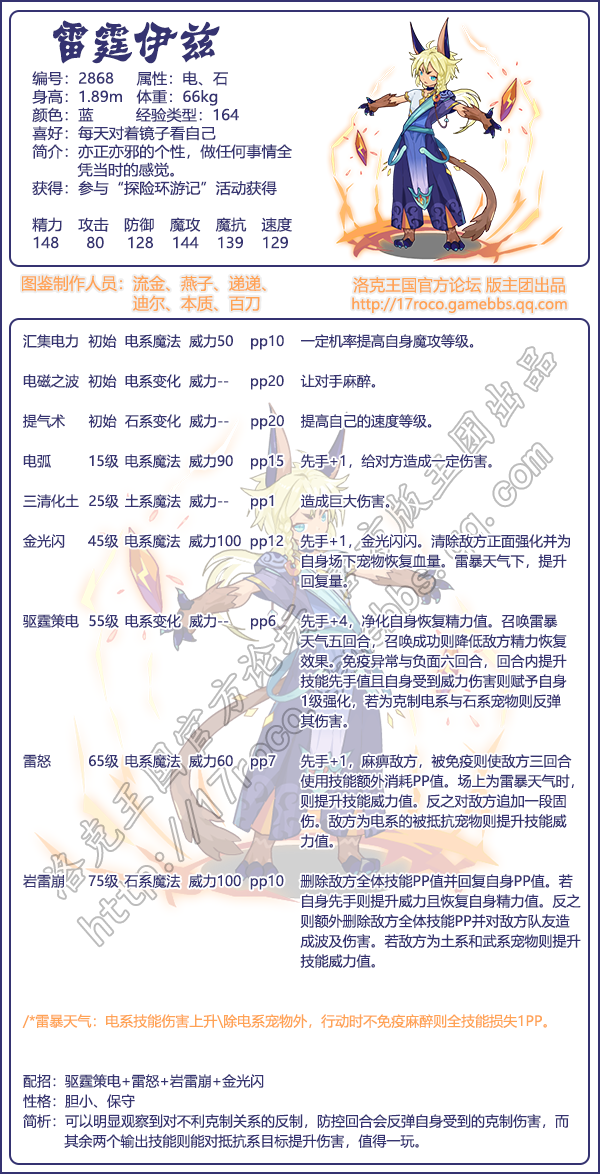 洛克王国雷霆伊兹技能表1