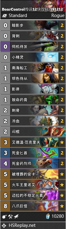 《炉石传说》巨龙降临标准登顶快攻贼卡组介绍1