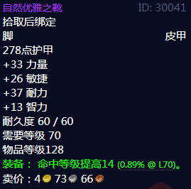 《魔兽世界》自然优雅之靴属性1