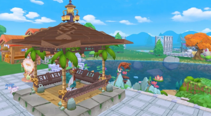 摩尔庄园怎么在自家池塘上放东西1